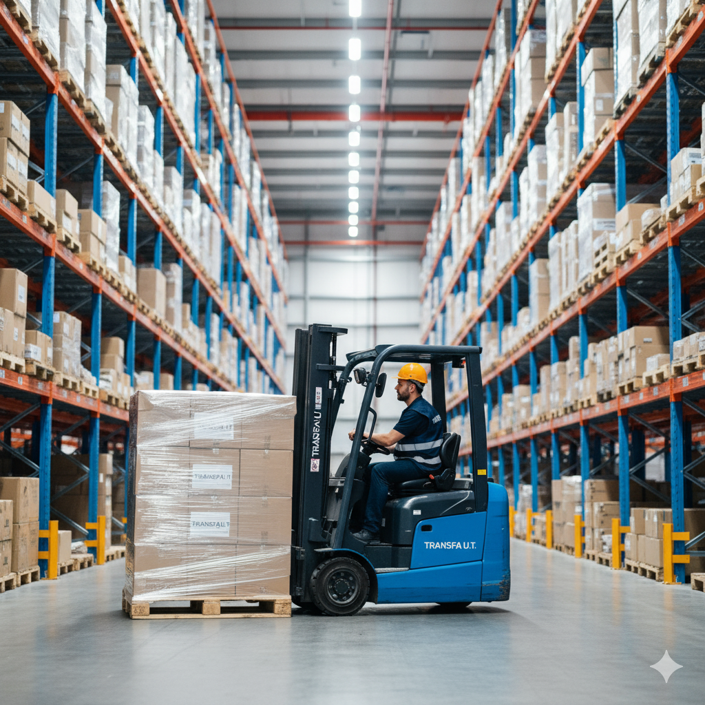 Magazyn logistyczny TRANSFA U.T. — załadunek i składowanie ładunków